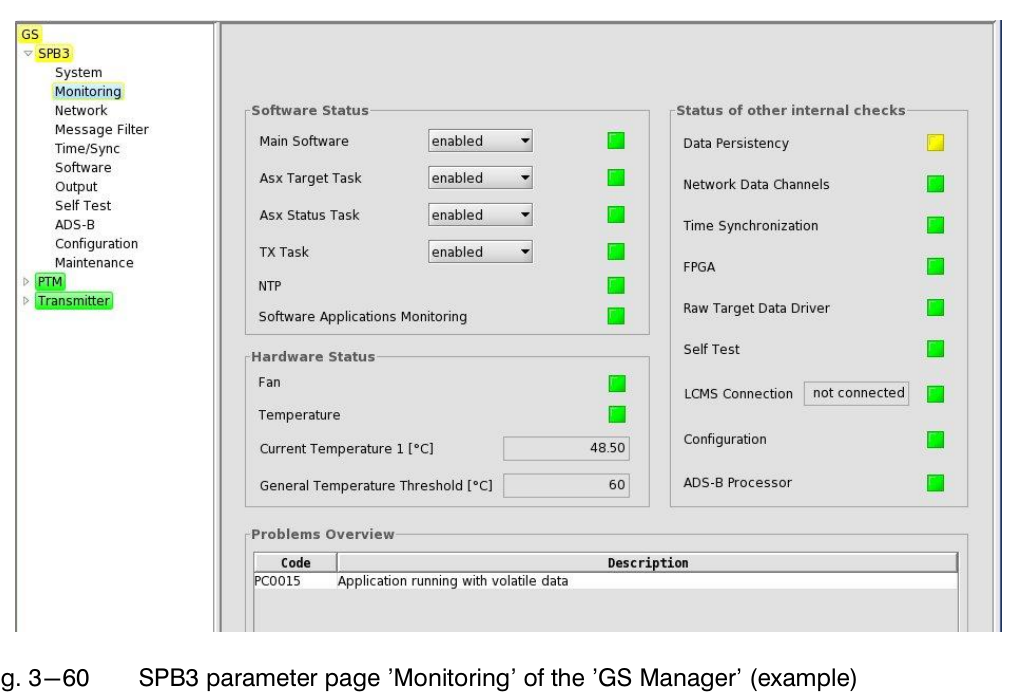 Fig. 3-60 SPB3 parameter page ‘Monitoring’ ใน GS Manager